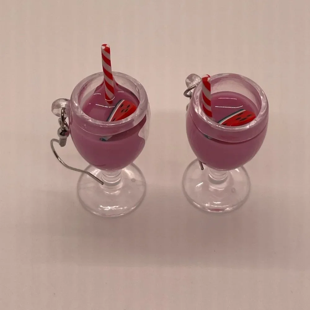 ❤️🌻FREE Drink Watermelon Fruit Melon Boho Peasant Hipster Hippie Art Earrings